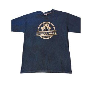 Mens Mr. Buho Riviera Maya Mexico Blue White SS 100% Cotton 2XL Palm Trees